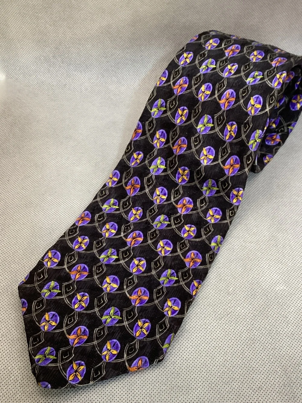 Robert Talbot For Franco’s Men’s Silk Tie Black Purple Designer Necktie - Picture 1 of 4